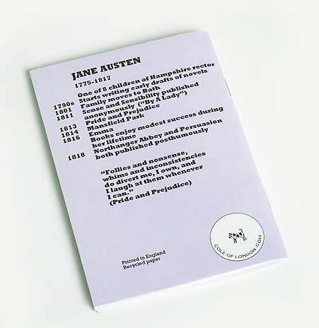 Cole of London Jane Austen note book (reverse side)